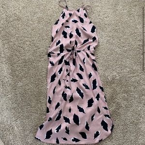 LOFT midi halter feather dress size small